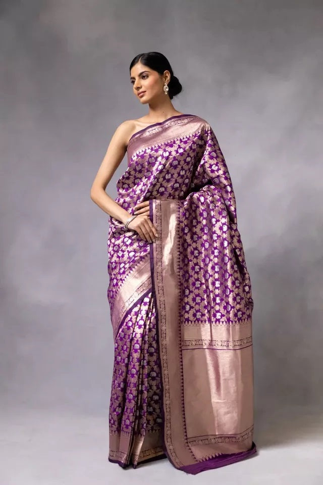 Banarasi Soft Silk Sari With Blouse