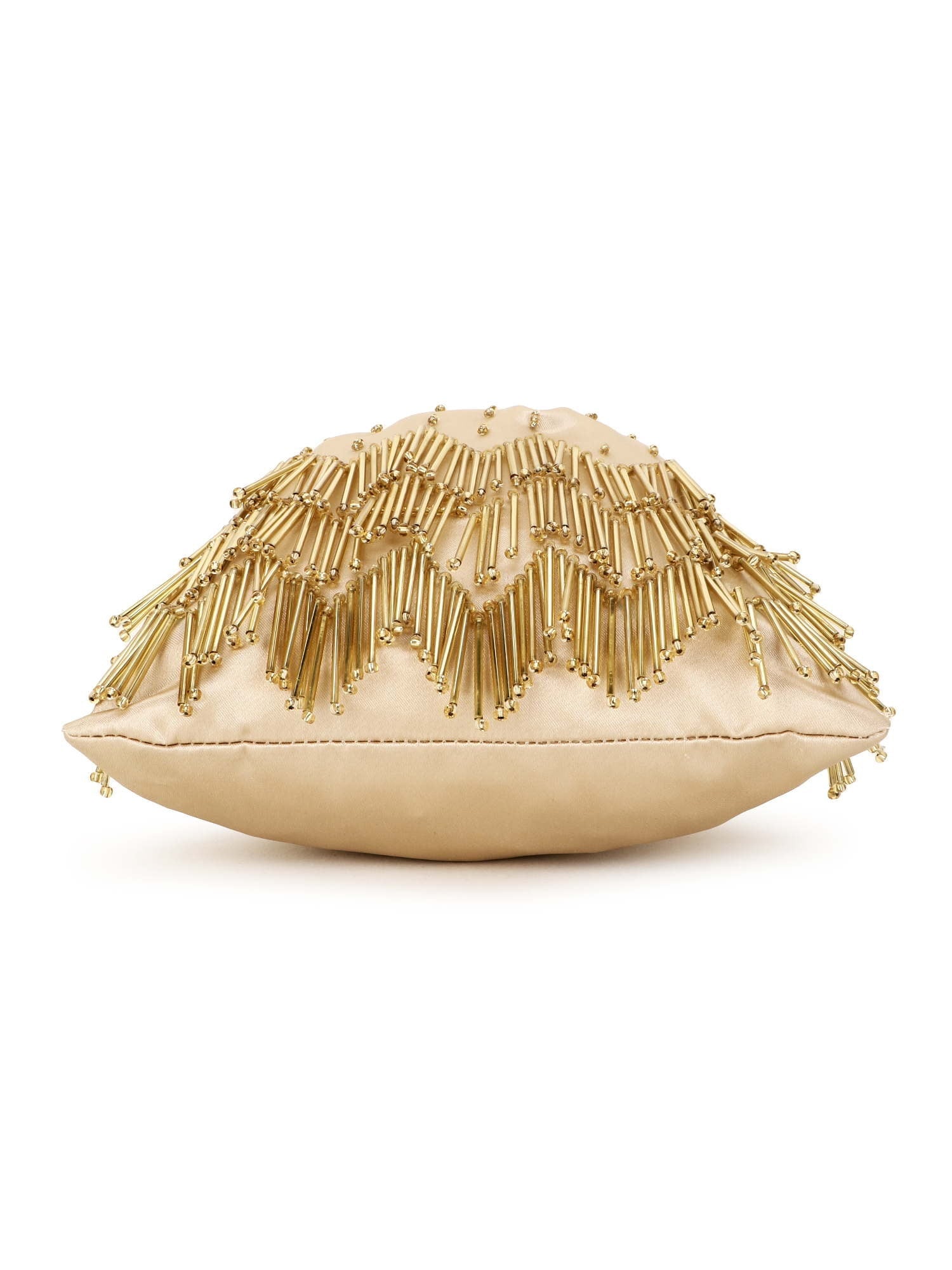 Dangle Chevron Embellished Satin Potli