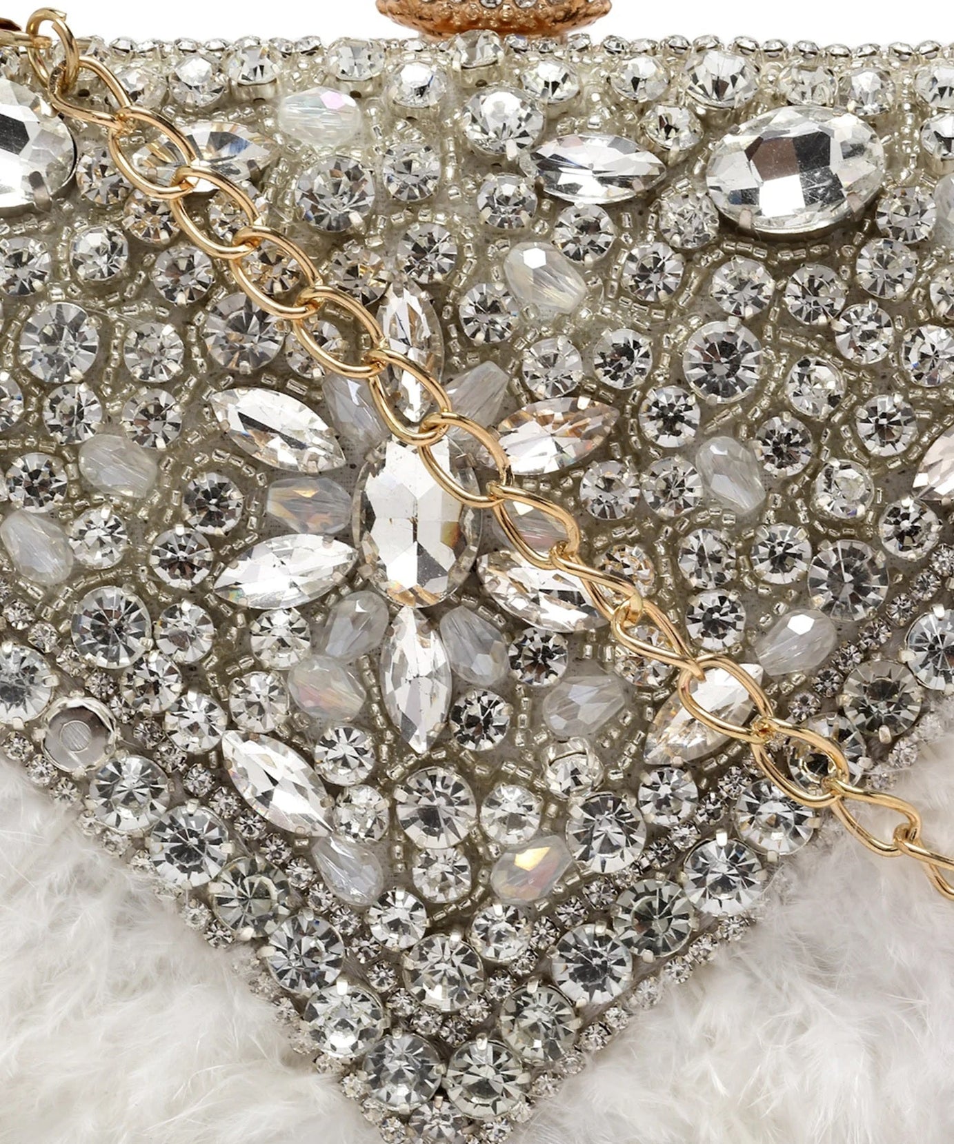 Feather Stone Work Embellished Velvet Box Clutch