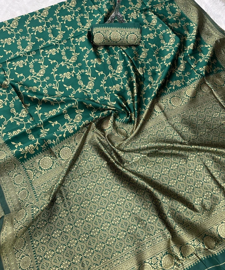 Bollywood Organic Banarasi LichiI Silk Wedding Wear Designer Saree With Blouse 11-SS