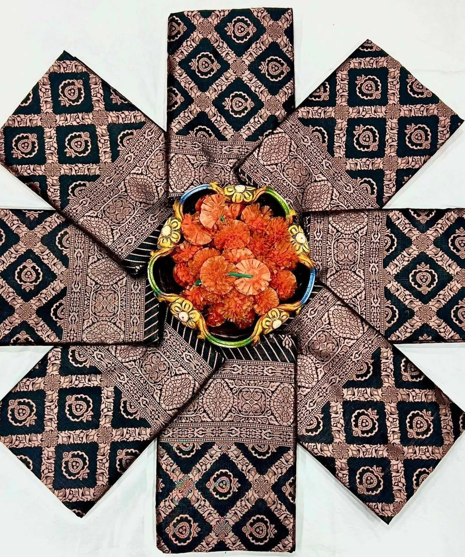 Soft Lichi Silk With Jacquard Work Fancy Saree With Blouse