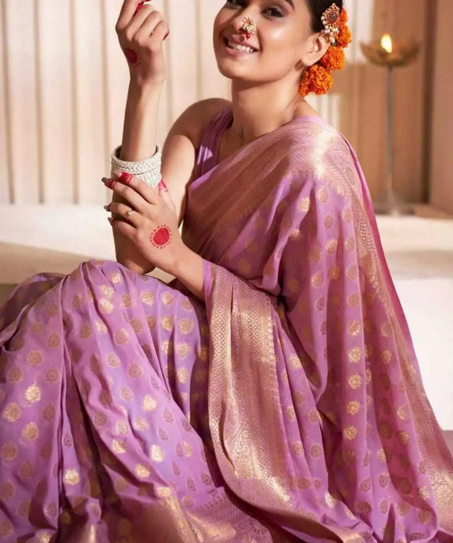 Banarasi Soft Silk Saree With Blouse For Women's
