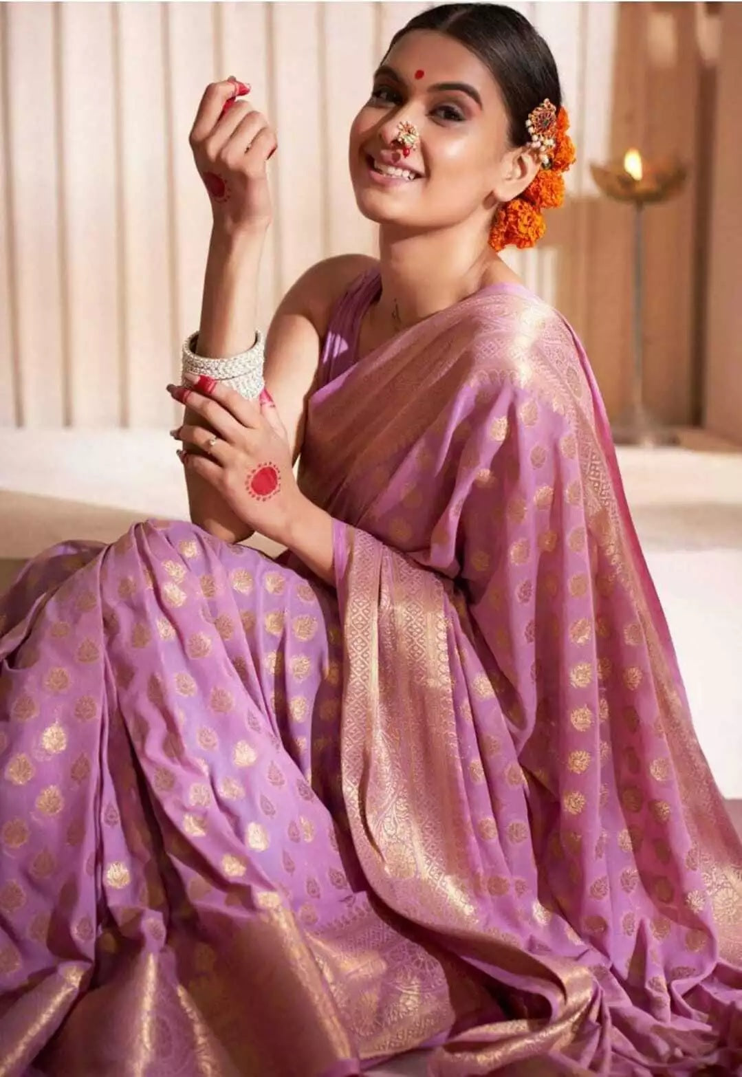 Banarasi Soft Silk Saree With Blouse For Women's