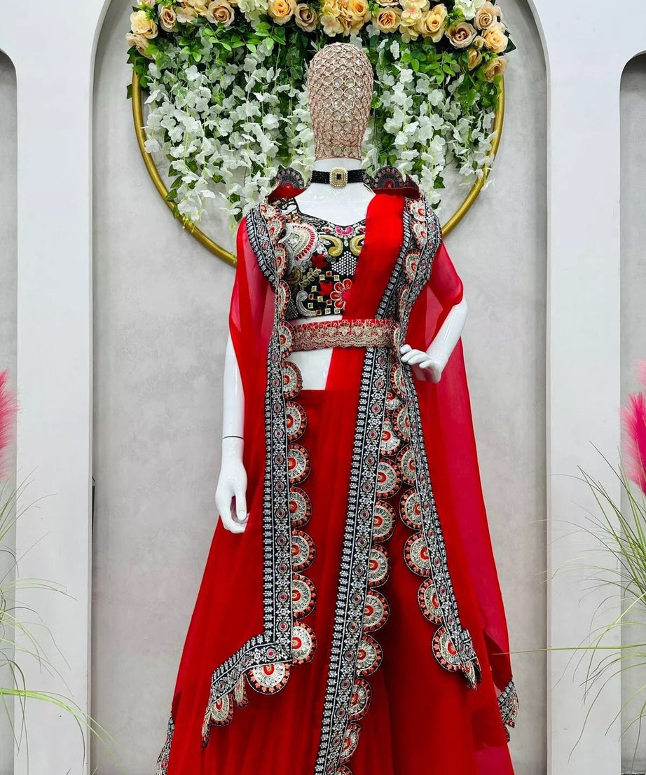 Organza Silk  Indo Western Sharara Blouse With Shrug Set