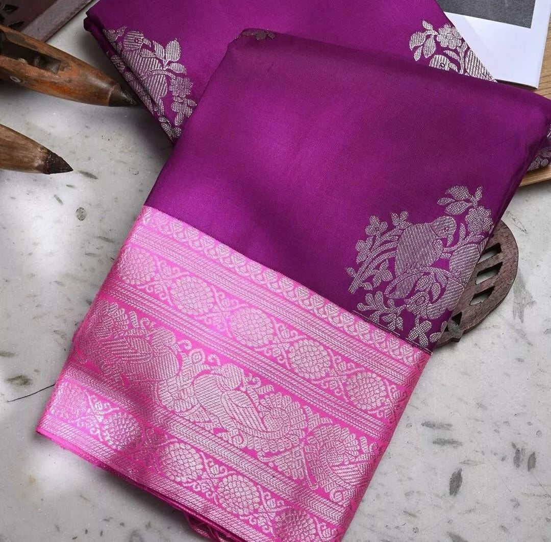 Soft Lichi Silk Indian Traditional Sari & Blouse