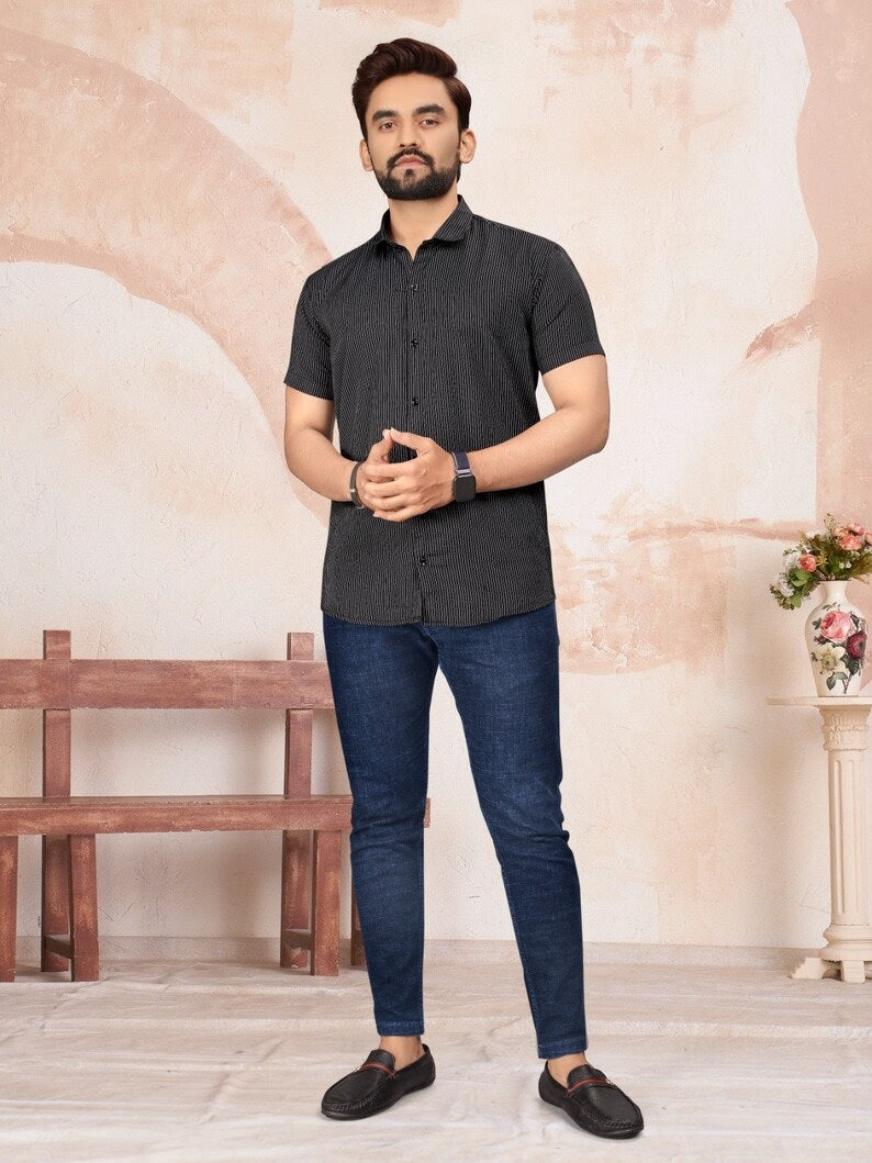 Pure Cotton Lining Pattern  Men's Shirt