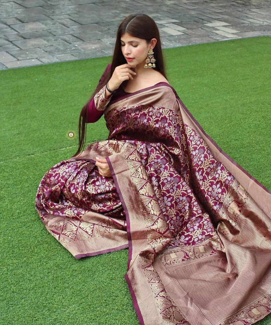 Designer Banarasi Soft Silk Saree & Blouse