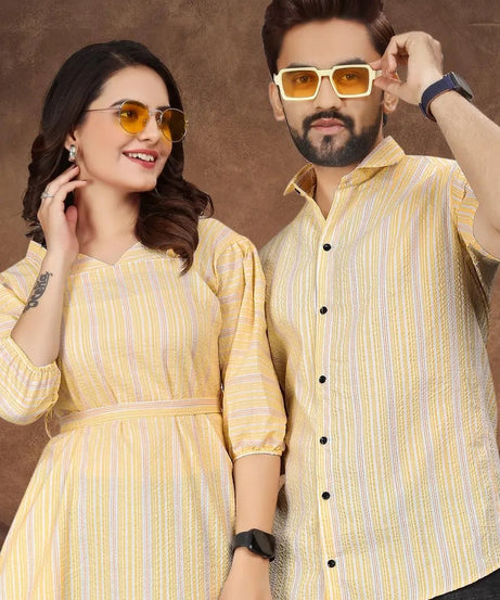 Presenting Couple Men's Shirt & Female Combo Set