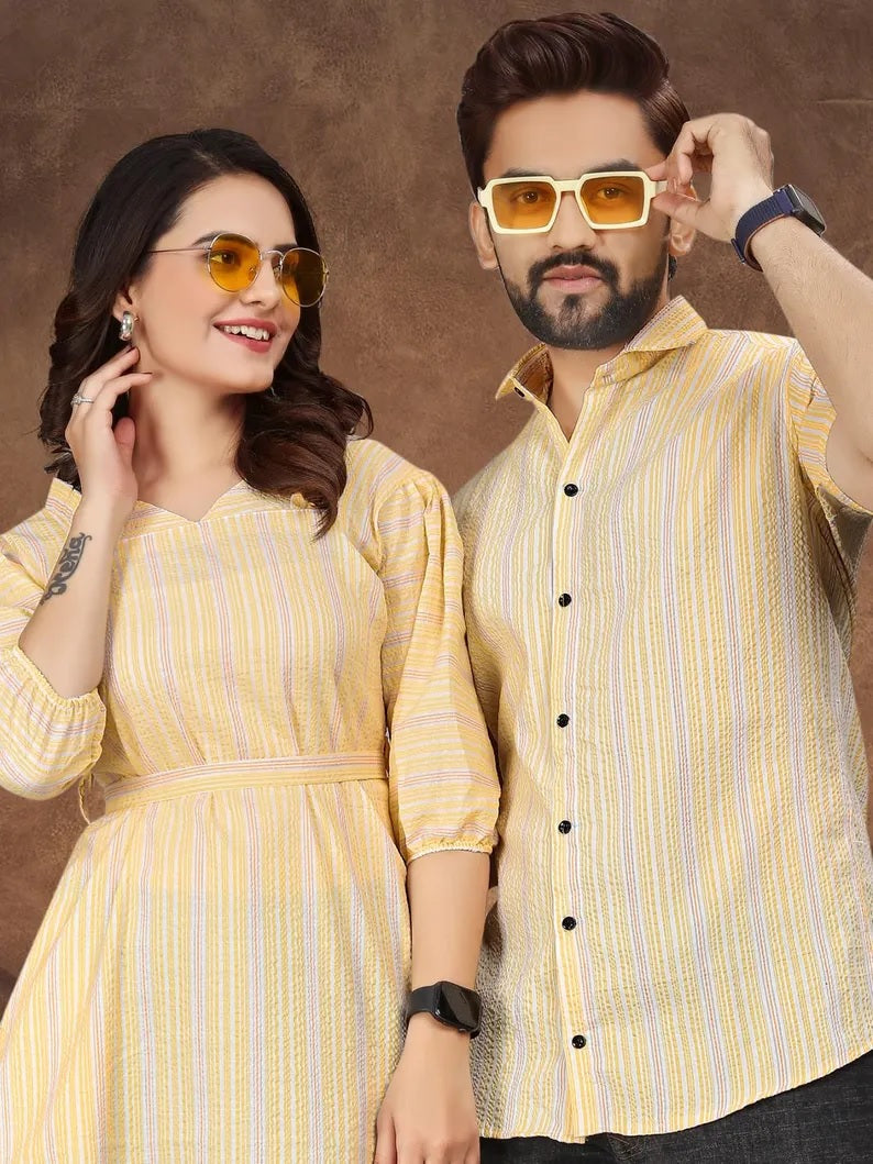Presenting Couple Men's Shirt & Female Combo Set