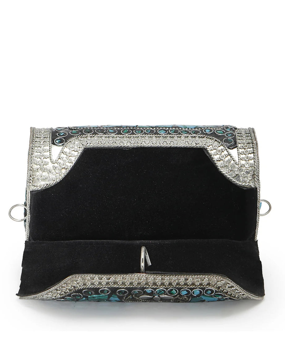 Mosaic Embellished Metal Clutch
