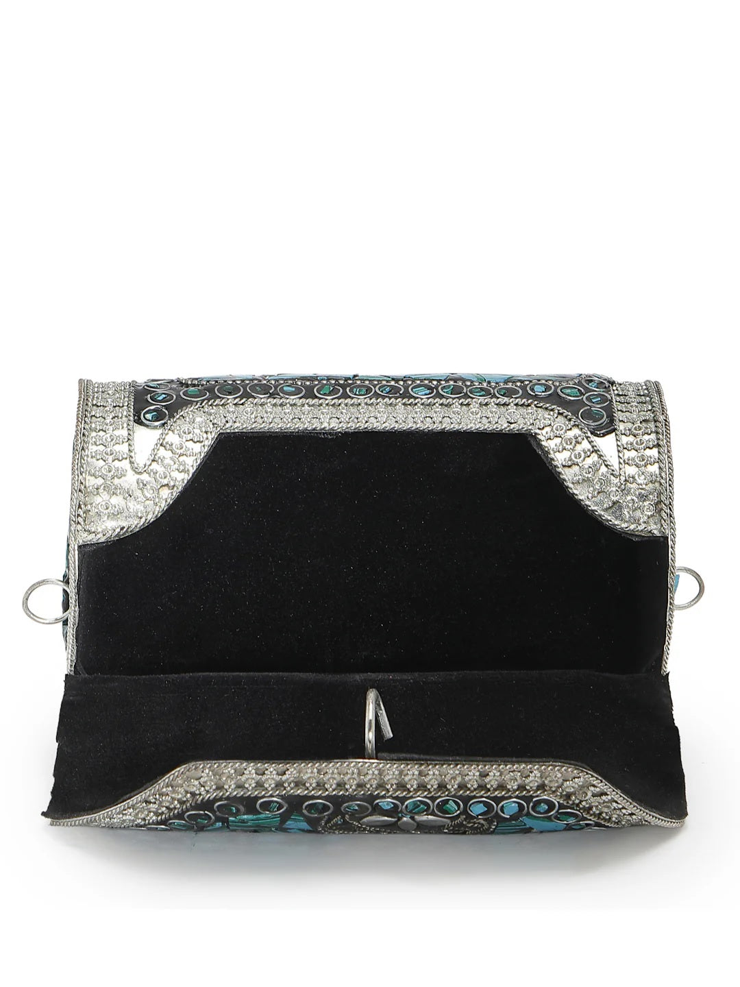 Mosaic Embellished Metal Clutch