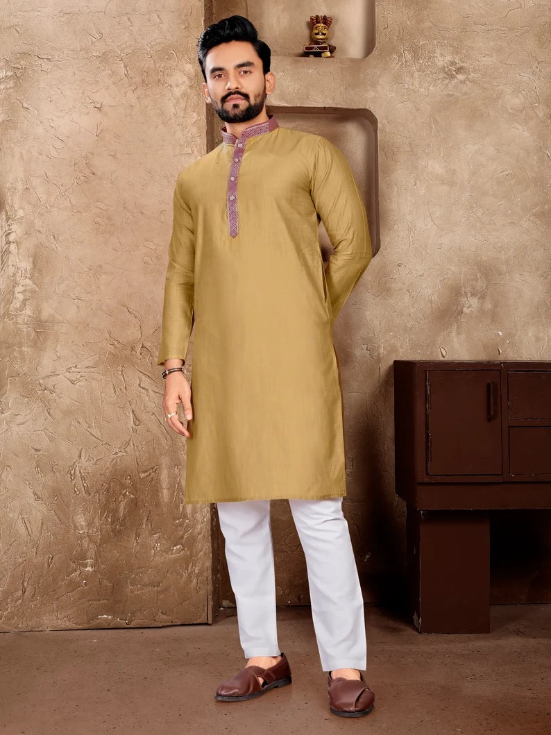 Men's Linen Silk kurta Pajama Set