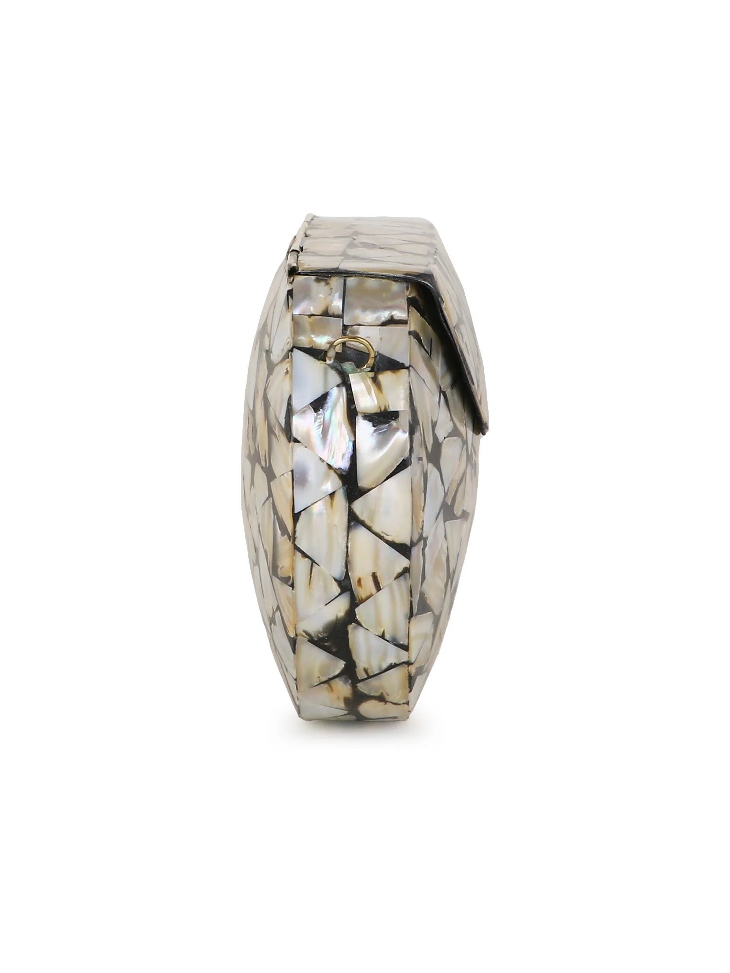 Mosaic Marble Finish Metal Clutch