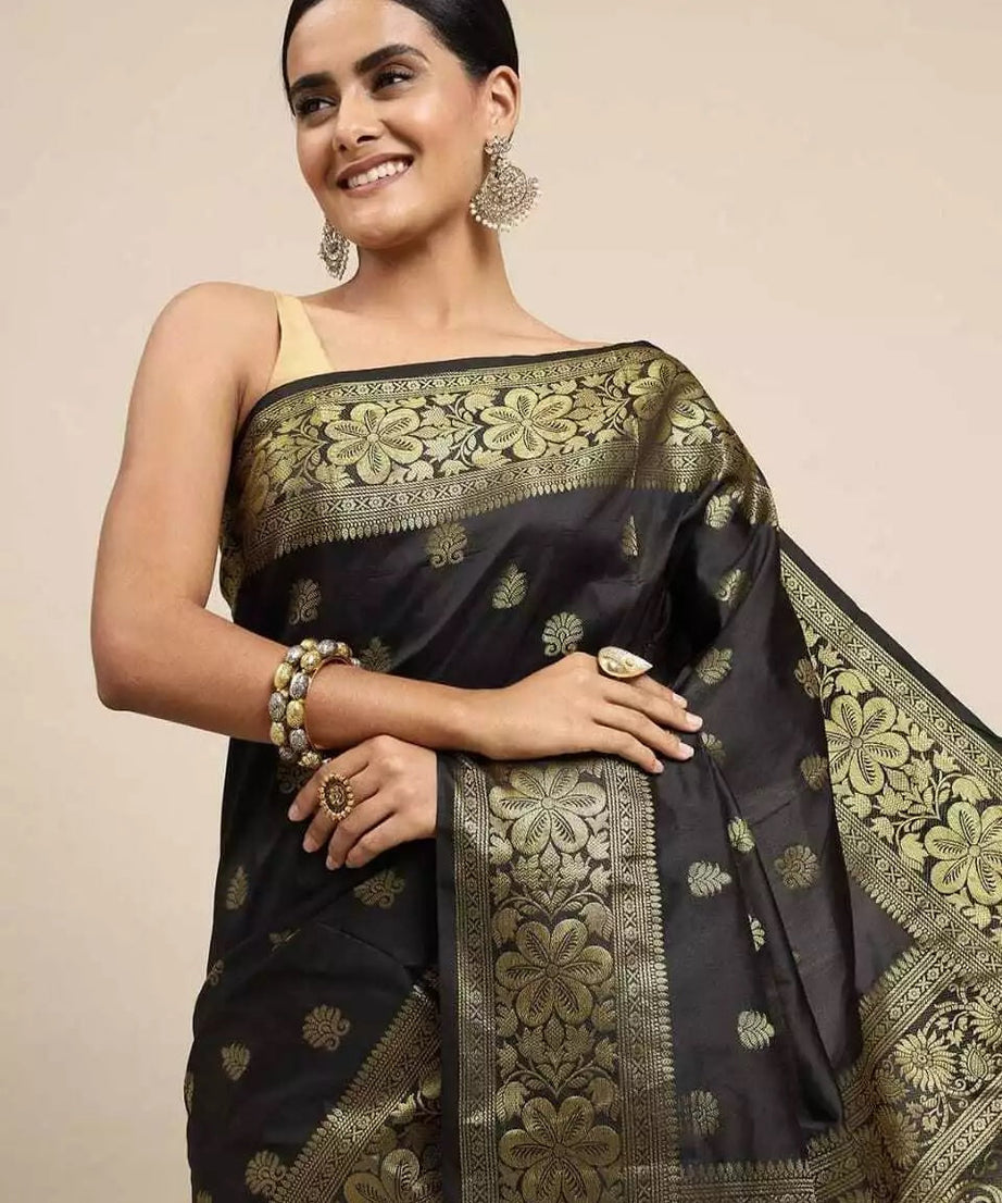 Party Wear Fancy Banarasi Soft Silk Saree For Women's