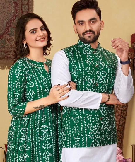 Pure Cotton Bandhni Print Couple Combo Set