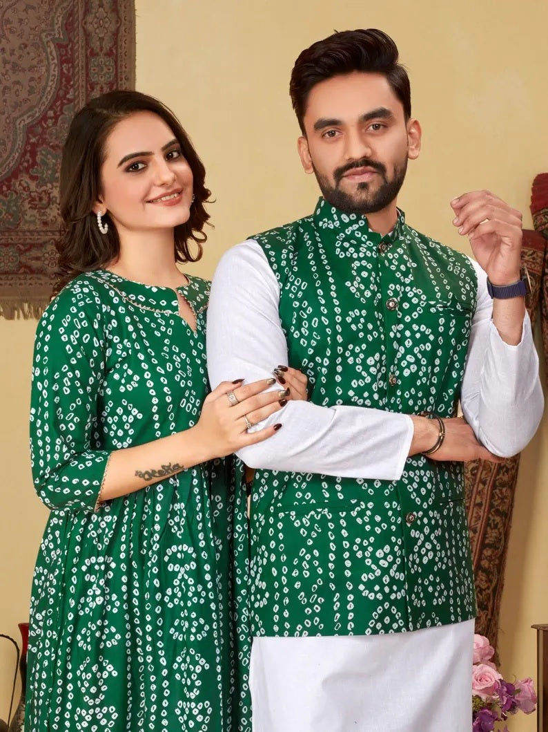 Pure Cotton Bandhni Print Couple Combo Set