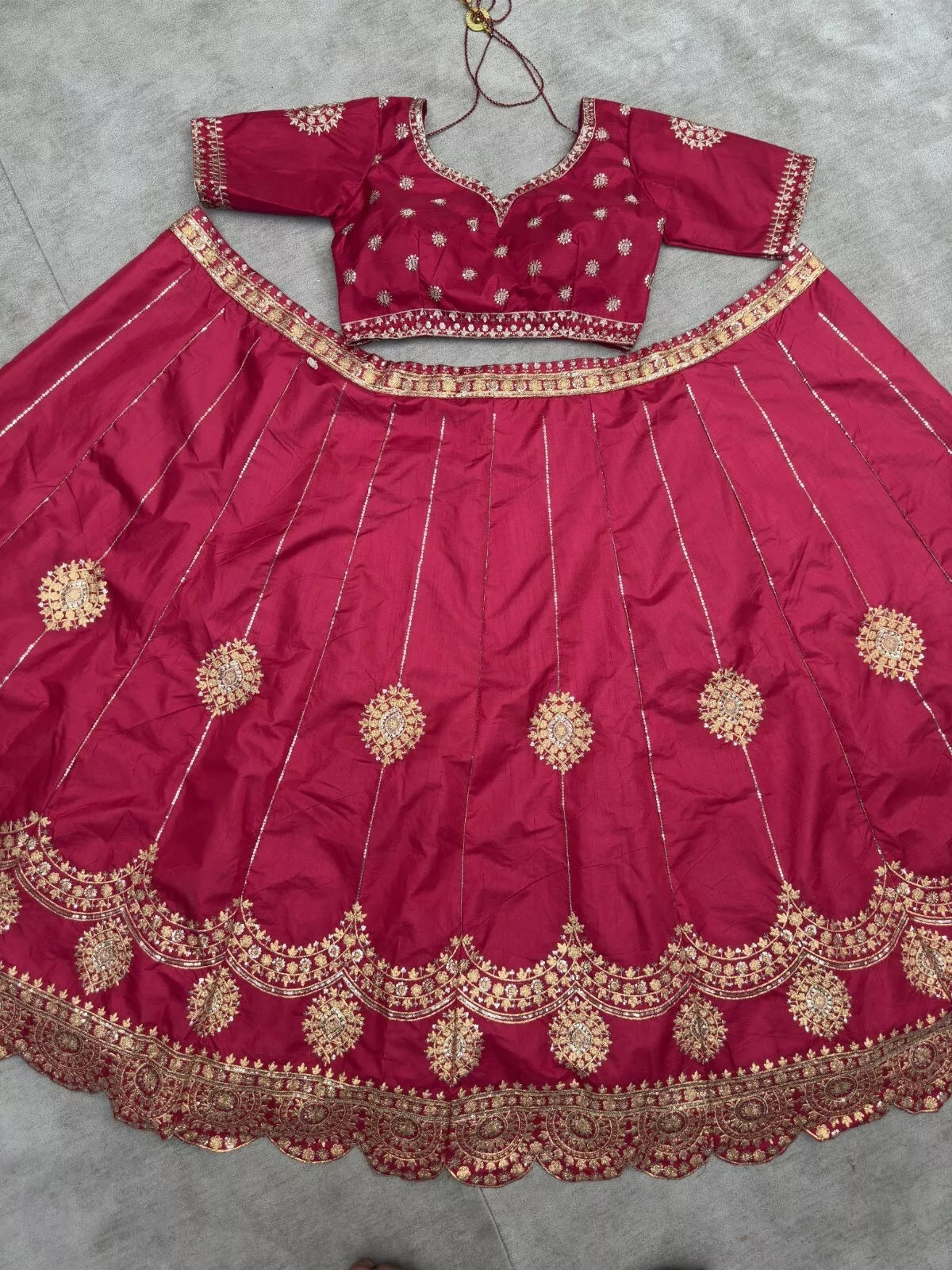 Jalpuri Silk With Embroidery Sequence Zari Design Work Lehenga