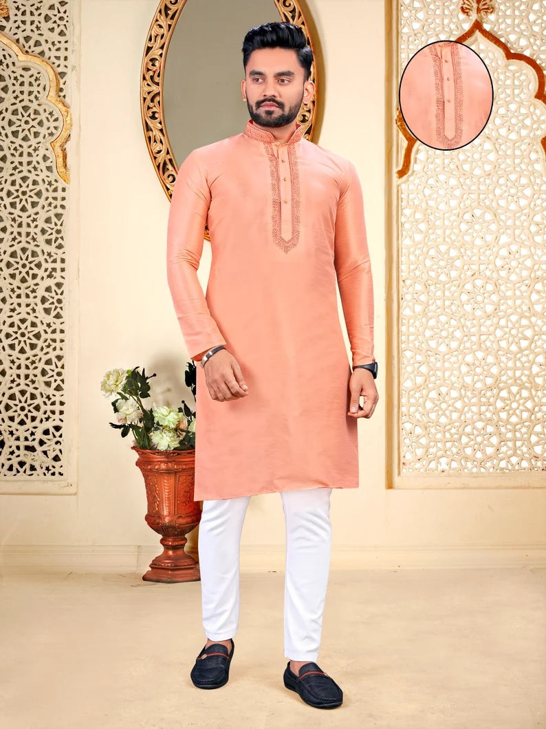Malbari With Embroidery Work kurta Polo pant Set