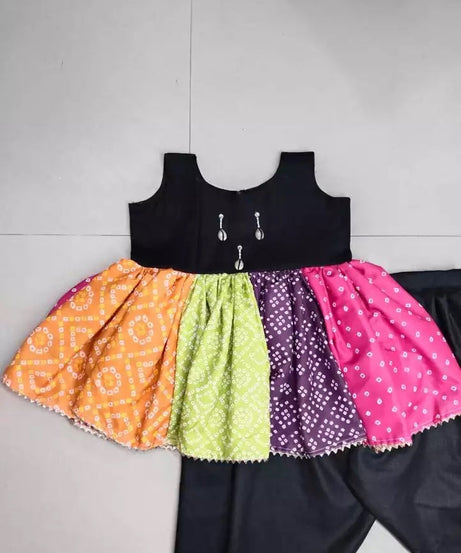 REYON BANDHEJ PRINT WITH HAND WORK PEPLUM TOP ATTACHED WITH FLARED DHOTI