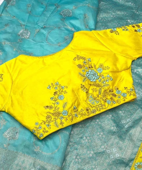 Lichi Silk With Rich Zari & Badla Zari Work Rich Embroidery Lace Saree With Blouse