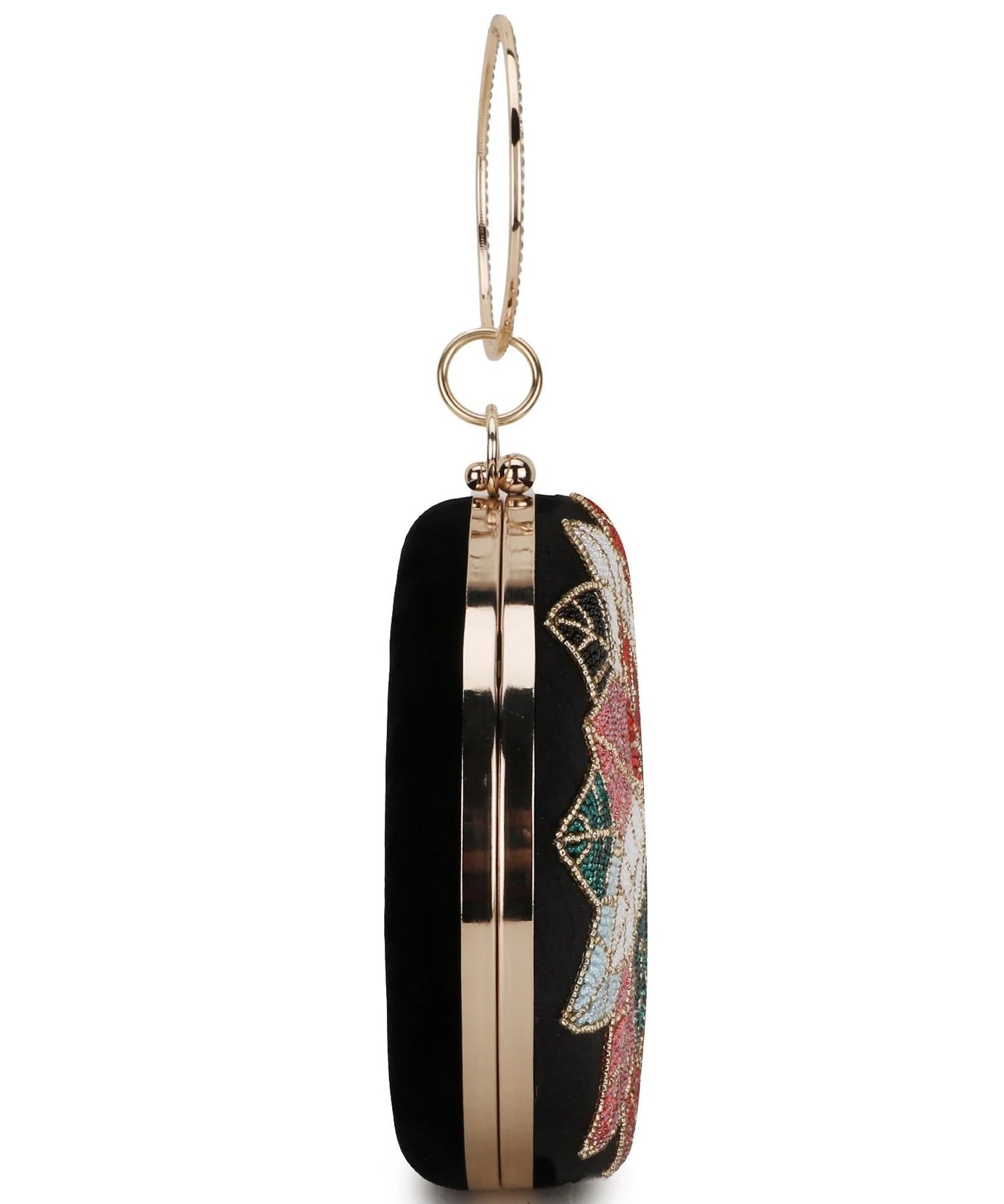 Gala Floral Emroidered Faux Silk Clutch