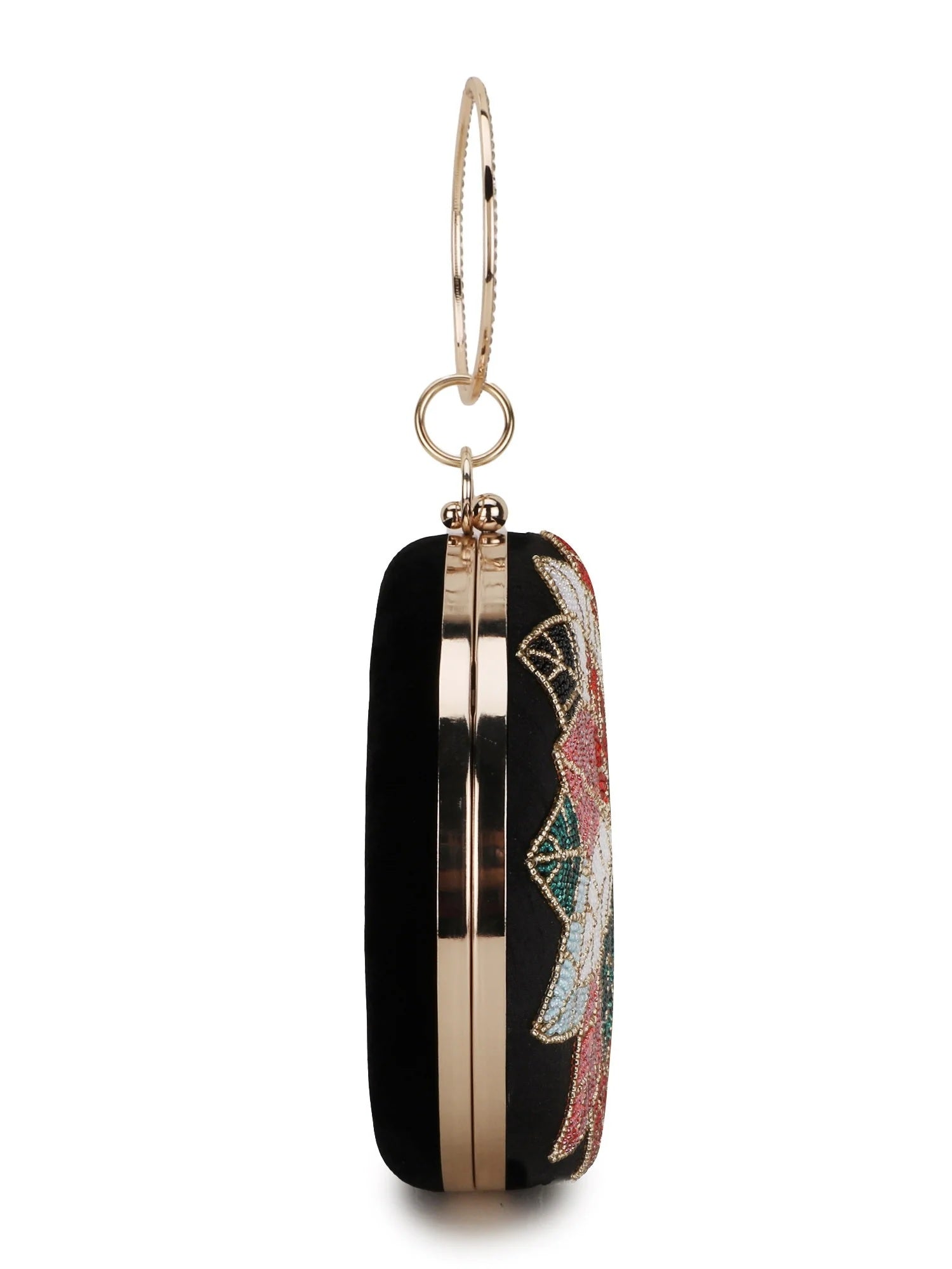 Gala Floral Emroidered Faux Silk Clutch