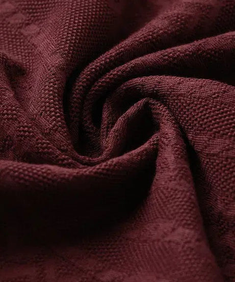 Textured Jacquard Burgundy Oversized T-Shirts