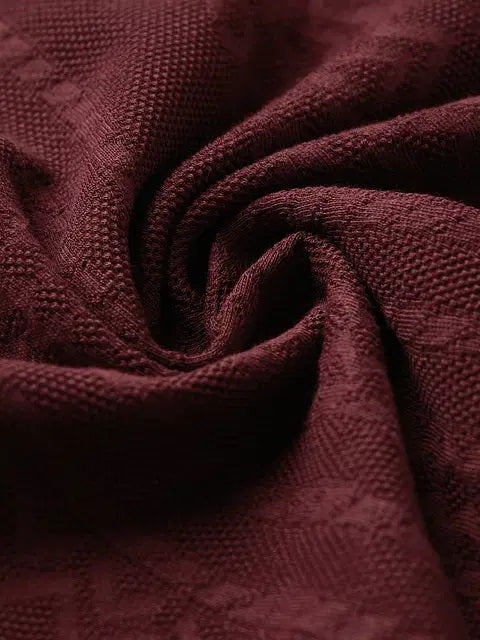 Textured Jacquard Burgundy Oversized T-Shirts
