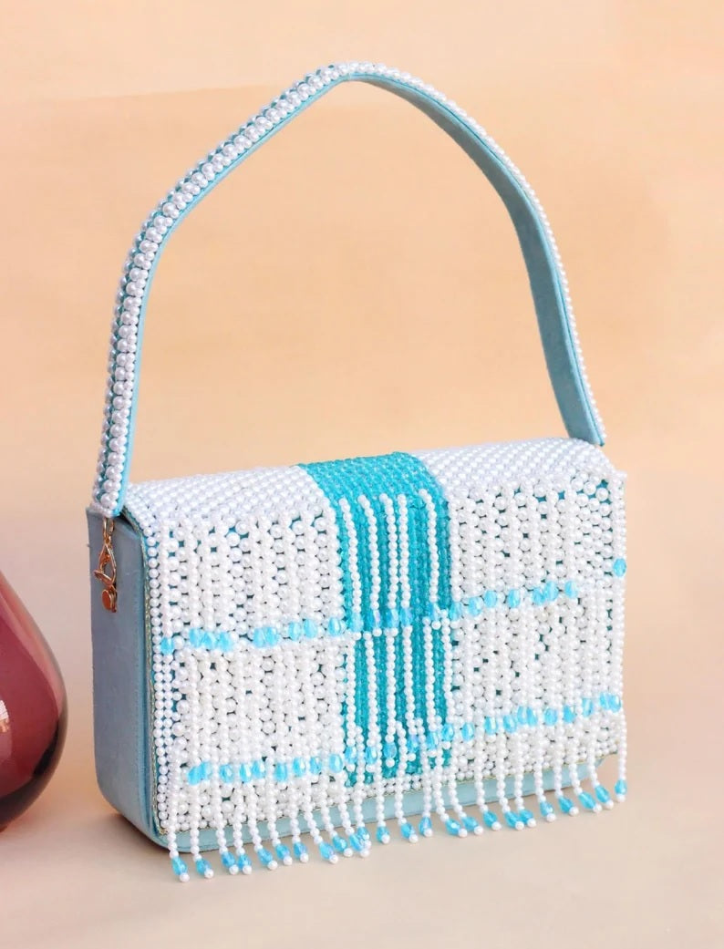 Pearl And Beads Work Clutch