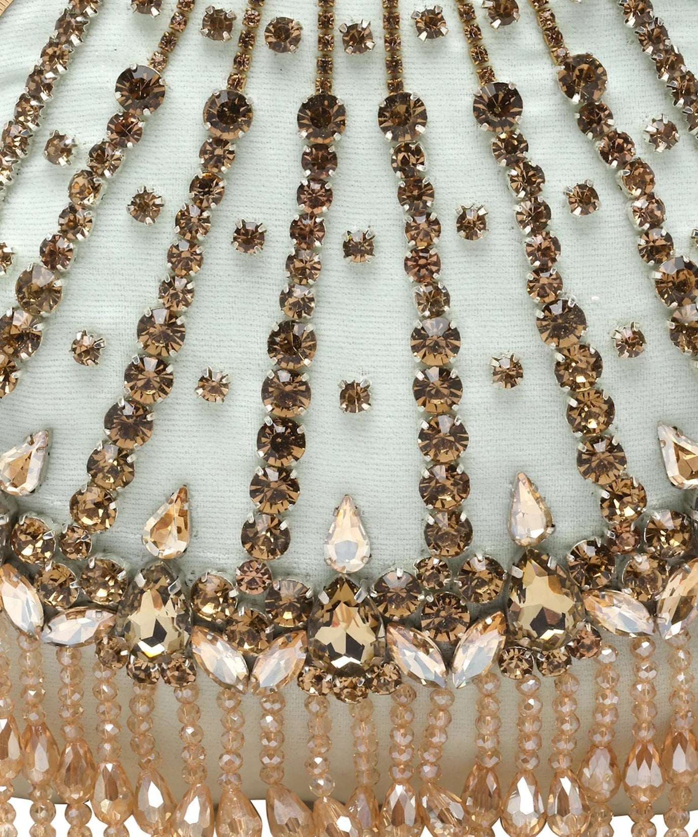 Dangle Stone Work Embellished Velvet Purse Clutch