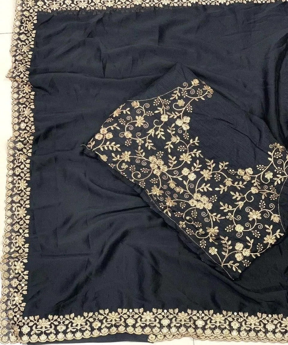 Rangoli Silk With C-Pallu Embroidery Work Sari With Blouse