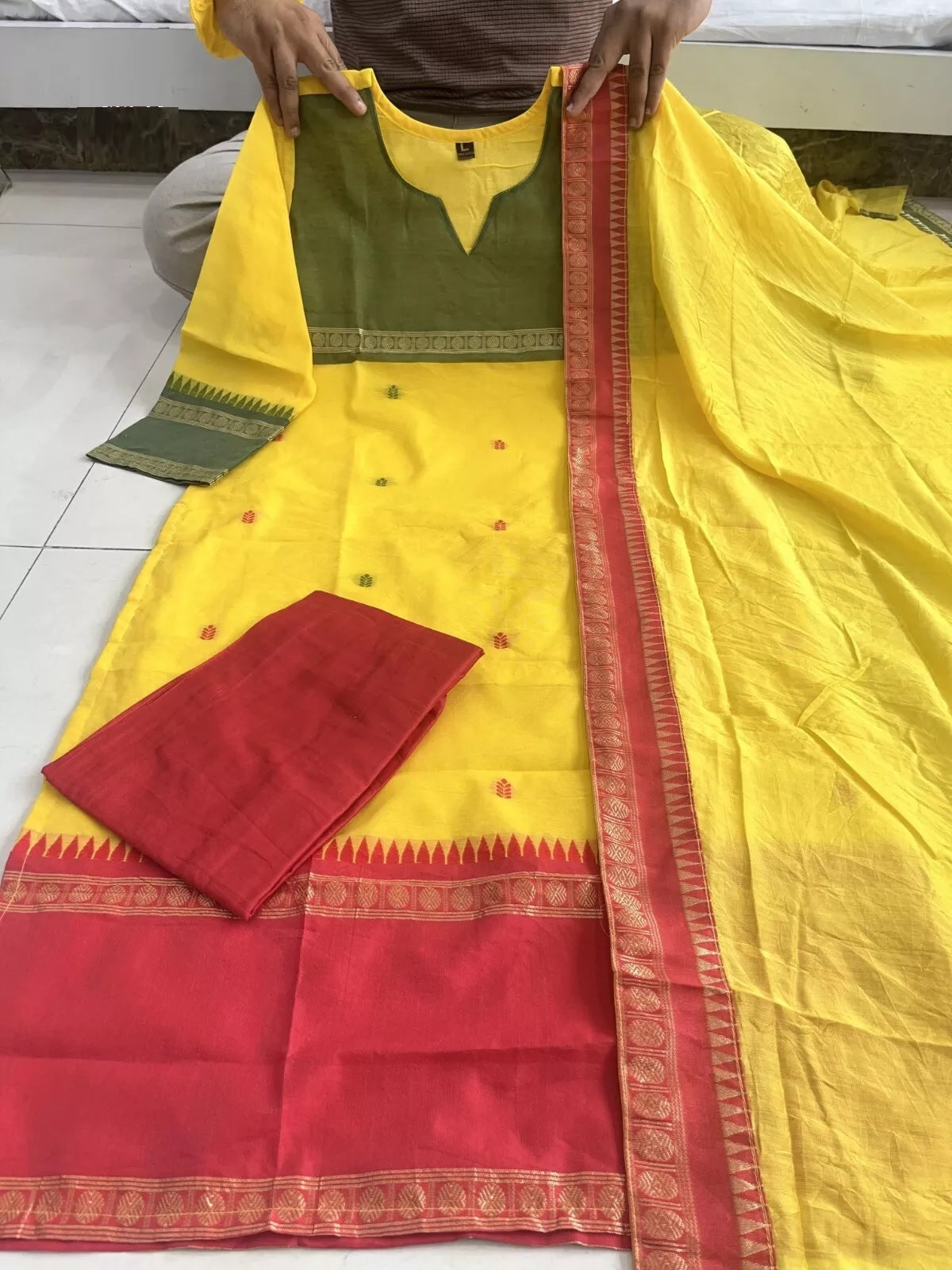 Pure Kanchi Cotton Top Bottom With Dupatta