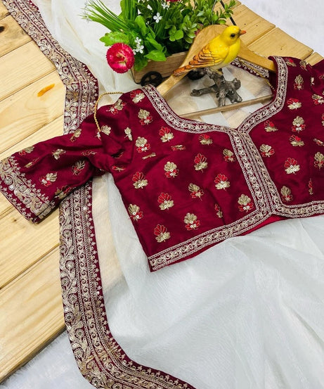 Banarasi Crush Saree, Jari Weave Crush With Sequence Work Sari & Blouse