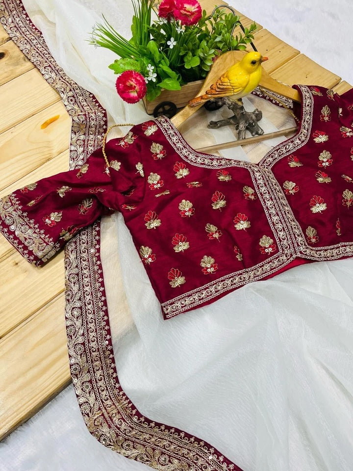 Banarasi Crush Saree, Jari Weave Crush With Sequence Work Sari & Blouse