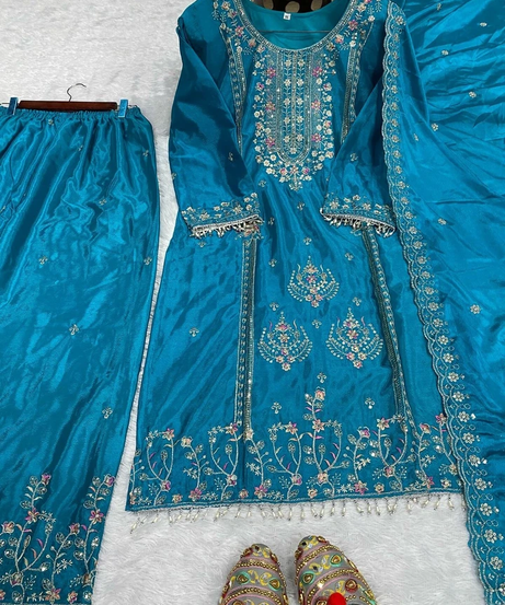 Beautiful Classic Heavy Pure Chinon  Kurti Bottom & Dupatta Set 12-DC