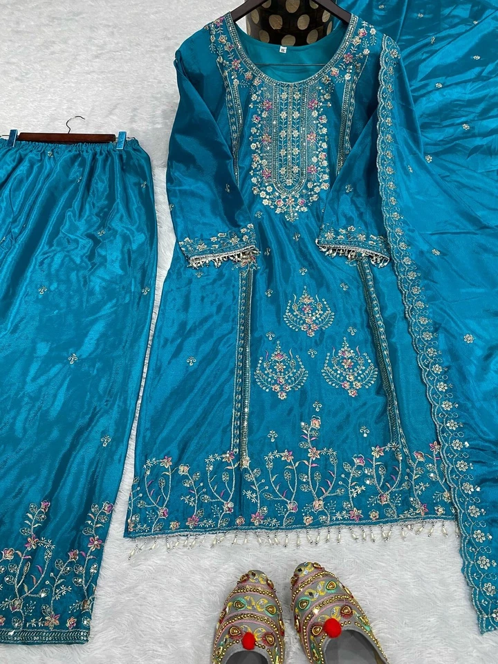 Beautiful Classic Heavy Pure Chinon  Kurti Bottom & Dupatta Set 12-DC