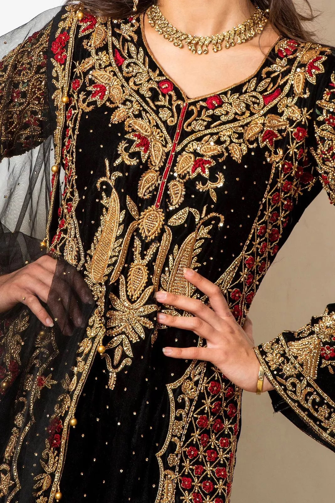 Faux Georgette Indian Ethnic Top Pant & Dupatta Set