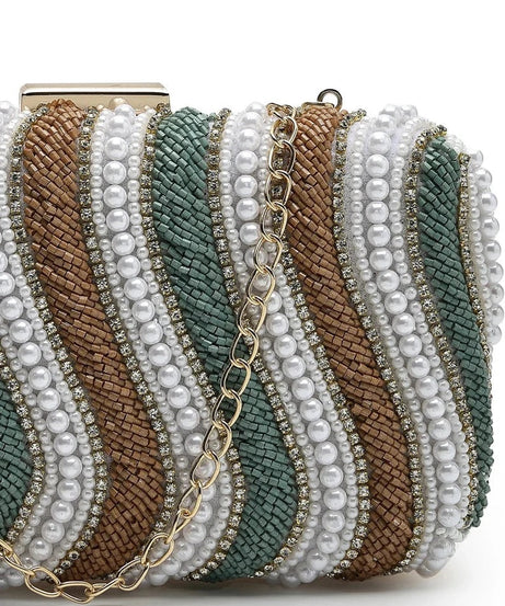 Traditional Embellished Faux Silk Box Clutch