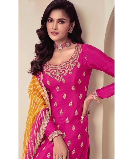 Traditional Designer Heavy Chinon , Wedding Wear Top Bottom, Dupatta