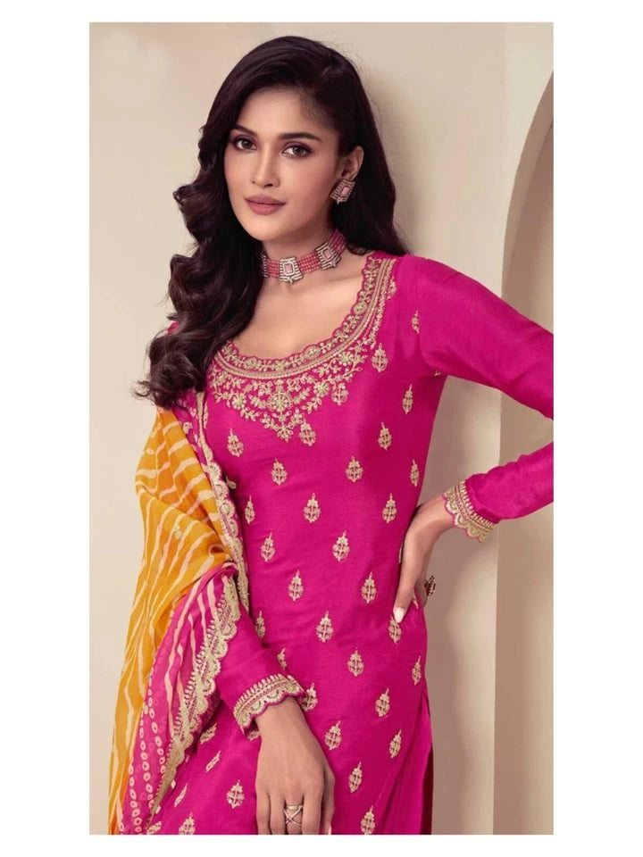 Traditional Designer Heavy Chinon , Wedding Wear Top Bottom, Dupatta