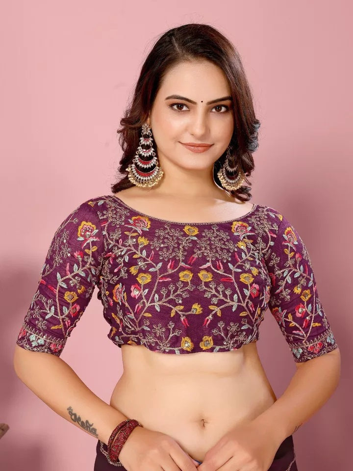 Women's Wedding Special Rangoli Silk Saree,Indian Party Wear Sari & Blouse