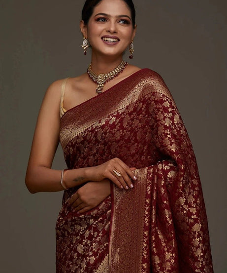 Traditional Wear Banarasi Soft Silk Saree , Designer Sari & Blouse