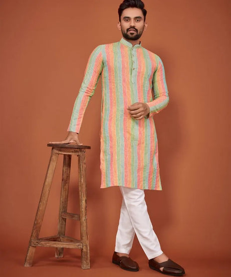 Lining Sequence Work Men's Kurta Pajama Set