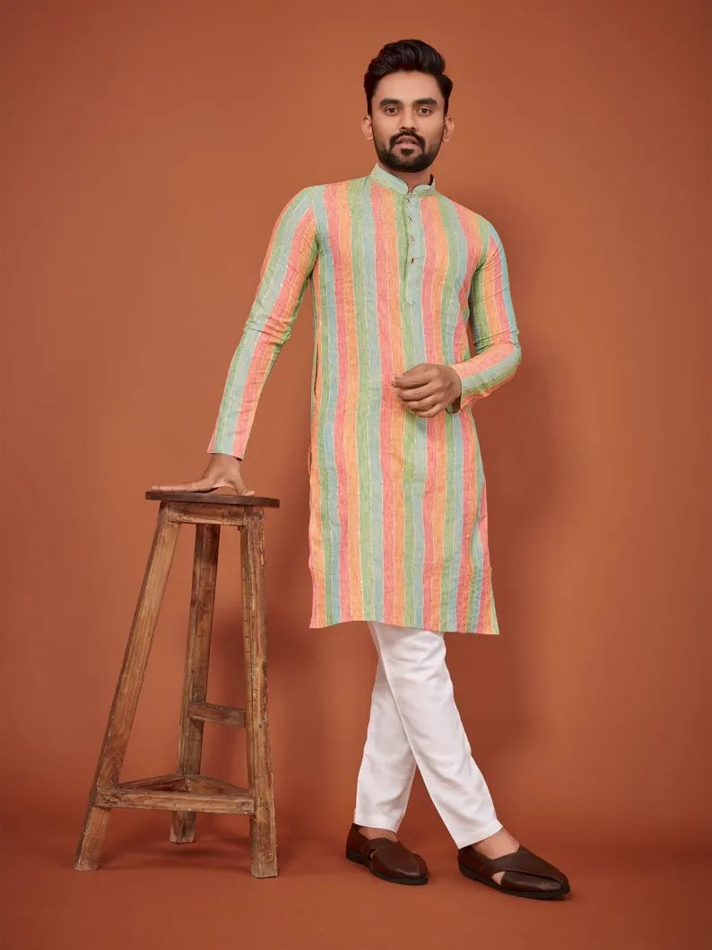 Lining Sequence Work Men's Kurta Pajama Set
