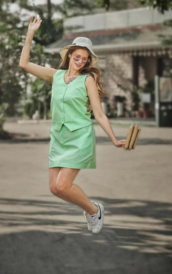 Linen Waist Coat and Skirt Womens