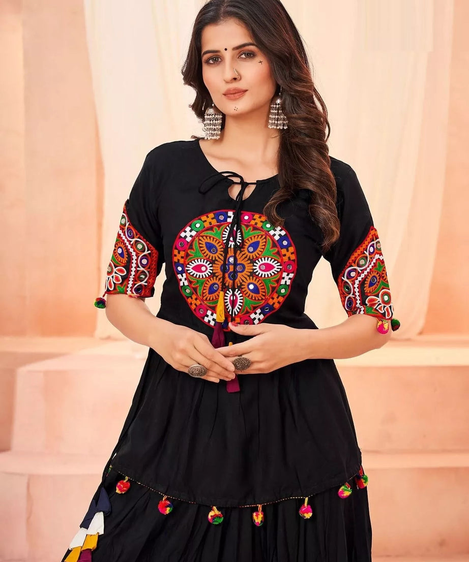 Rayon With Gamthi Work Lehenga Choli