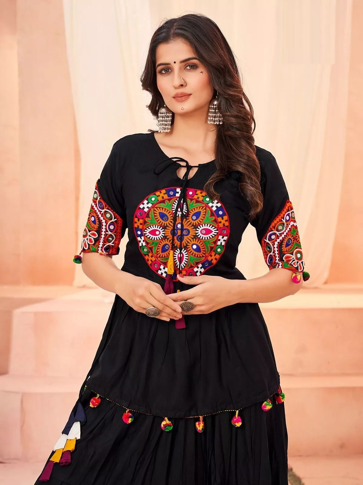 Rayon With Gamthi Work Lehenga Choli