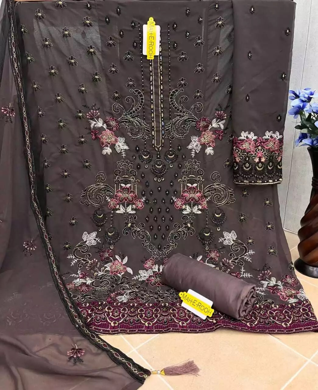 Georgette With Embroidery Stitched Work Salwar Kameez Suit