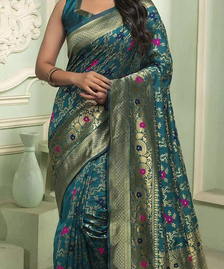 Classic Banarasi Soft Silk Wedding Sari & Blouse