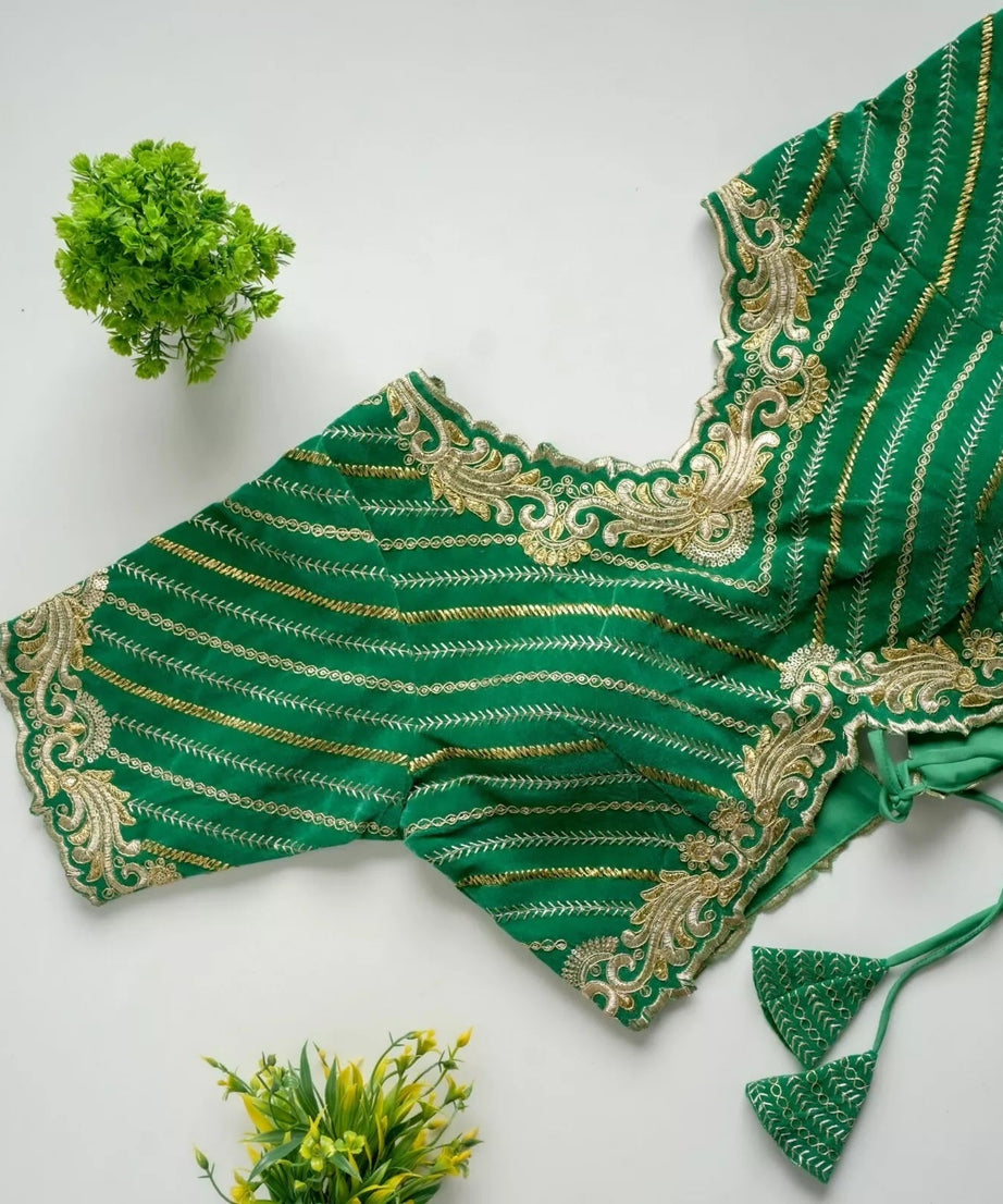 New Stylish Classic Full Stitched Taffeta Silk Blouse & Choli